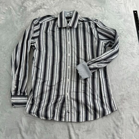 Tailorbyrd Other - Tailorbyrd Shirt Mens Large Black‎ White Striped Button Up Pocket Flip Cuff